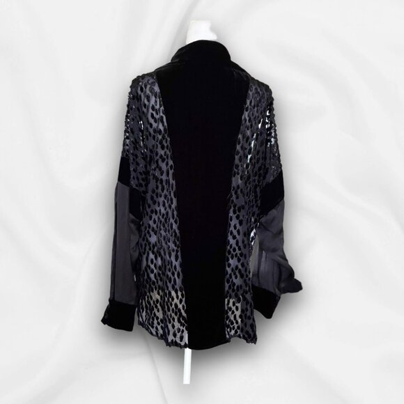 Carlisle Collection Silk & Velvet Burnout Blouse With Sparkle - Evening Sz 8 - Picture 3 of 11